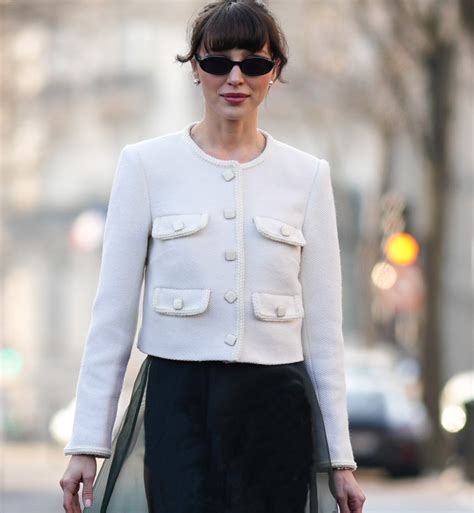 white chanel jacket|Chanel cropped tweed jacket.